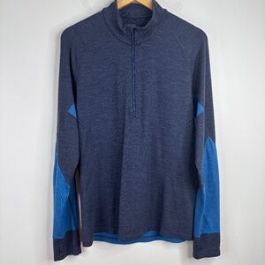 Icebreaker Zone 1/4 Zip Merino Wool Pullover Colorblock Thumb Hole Hiking Ski L